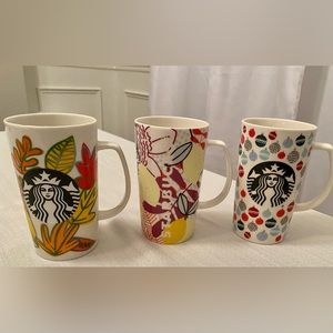 Set of 3 Starbucks ceramic mugs grande 16 oz 2015 and 2016 limited collection